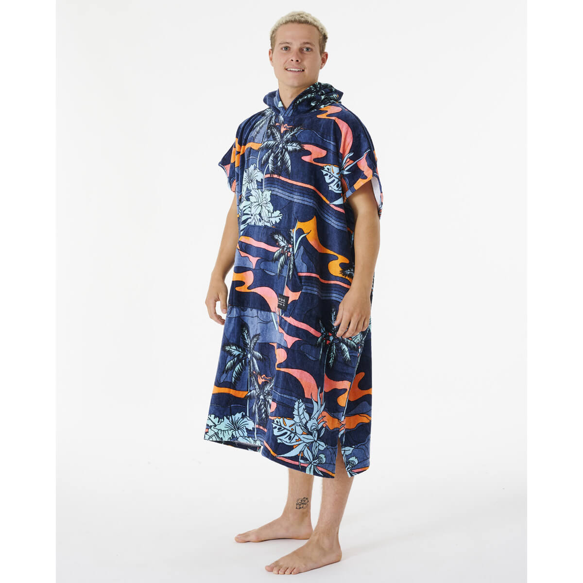 Ponczo Ripcurl - Combo Print Hooded Towel - męski - navy orange - 006MTO -2